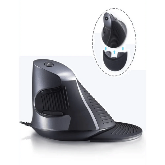 Black Ergonomic Design Vertical Mouse Adjustable DPI Optical Right Hand Mouse Reduce Wrist Pain 6 Buttons Modern Mouse For Computers Laptops PC