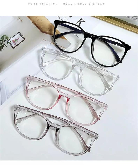 Black Fashion Anti Blue Light Transparent Computer Glasses Lightweight Frames For Women Men Round Eyewear Round Women Optical Eyewear Frames Vintage Cat Eye