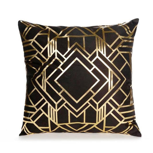 Black Gold Pillow Geometric Cushion Hot Pillows For Chairs Seat Pillowcase Black Striped Pillow Case Luxury Soft Cushion Covers Decor Home Livingroom Decoration 45x45CM