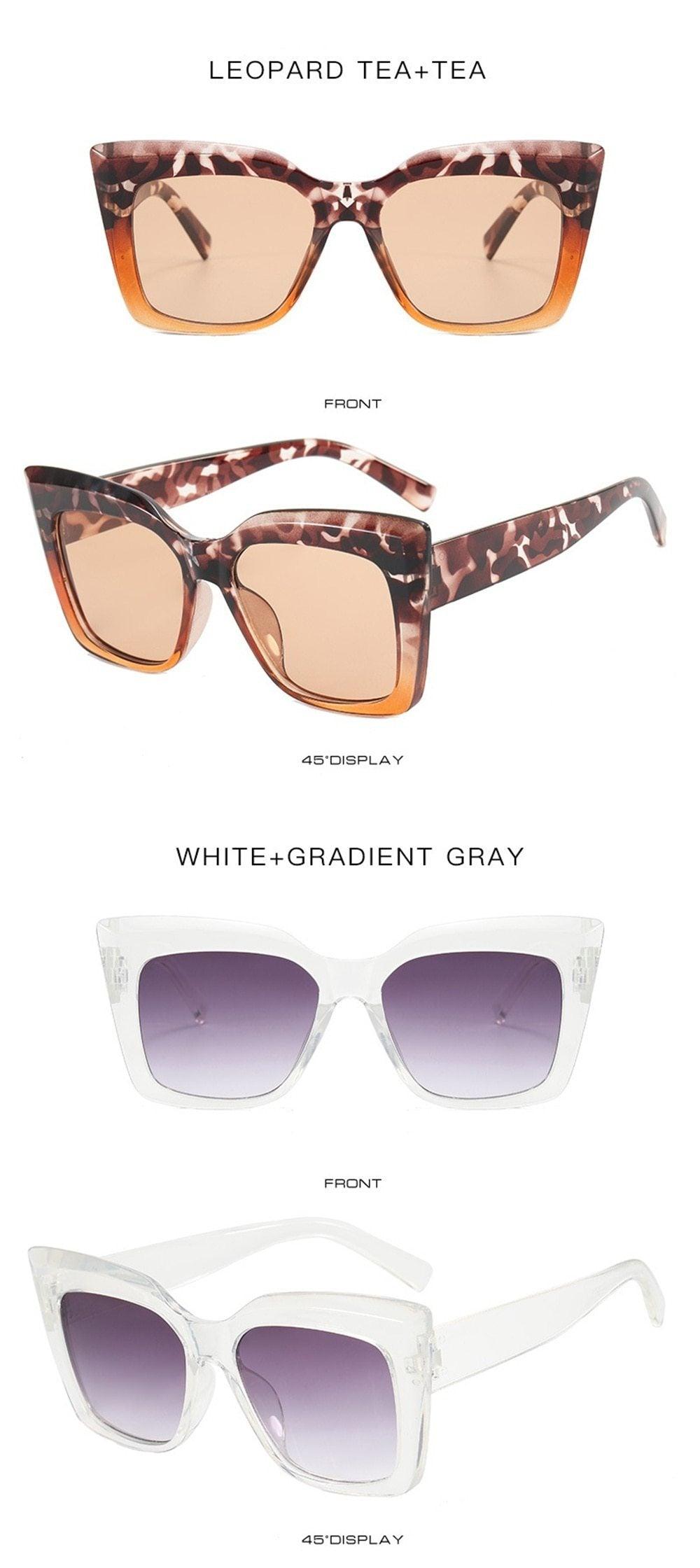 Cat Eye Design For Women Sunglasses Female Personality Big Size Frame Decent Sun Shade Glasses Trending over Size Sunglasses Thick Frame Square Sunglasses for Men Women Retro Sun Glasses UV400 Protection Fashion Trendy Style