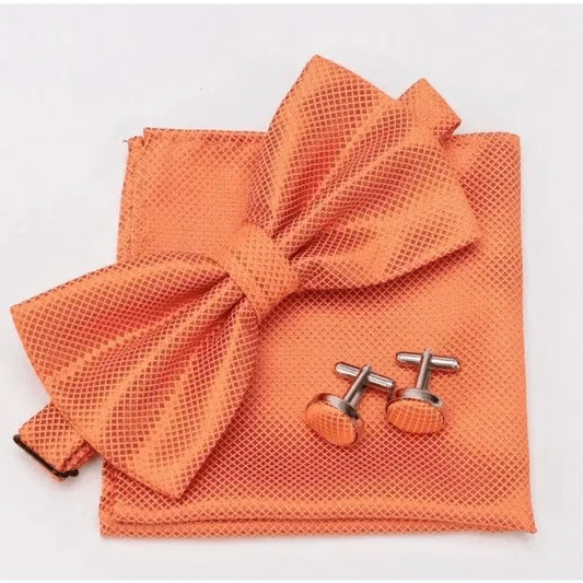 Classic Men Bowtie Cufflinks Set Casual Men's Fashionable Style Solid Color Bowties Elegant Accessories