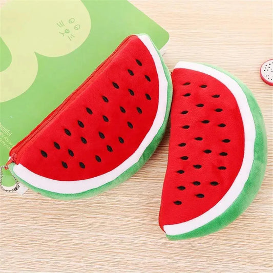 Colorful Watermelon Shaped Plush Soft Students Pencil Case Makeup Pouch Cute Design