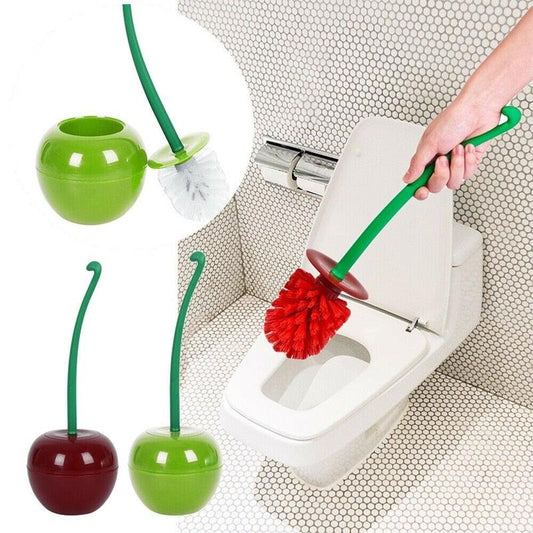 Creative Lovely Cherry Shape Lavatory Brush Toilet Brush And Holder Set Cleaning Bathroom Toilet Accessories Cherry Shape Toilet Brush Standing Toilet Brush Set Compact Household Bathroom Cherry Toilet Brush