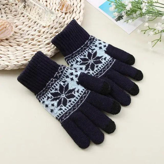 Creative New Fashion Snow Printing Gloves Mobile Phone Touch Screen Knitted Gloves Winter Thick And Warm Gloves For Men And Women Touchscreen Gloves Stretch Knitted Mechanic Winter Warm Gloves
