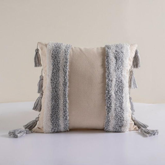 Cushion Cover Cotton Linen Pillowcase Tufted Beige Decorative Fashionable Cotton Hand-Woven Throw Pillow Covers Tufted Pillow Covers Bedroom Throw Pillow Cushion For Bed Home