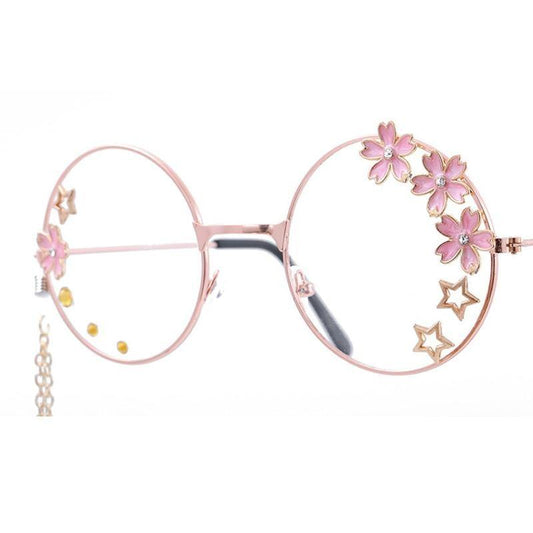 Cute Clear Optical Glasses Frame Women Round Frame Retro Eyeglasses Decoration Eyewear Blue Light Blocking Glasses Women Thick Round Rim Frame Ladies Eyeglasses