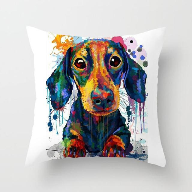 Cute Dog Peachskin Pillowcase Cover Kids Gift Animals Puppy Pet Dog Painting Cotton Linen Throw Pillow Case Cushion Cover Square Animal Pillow Covers Home Decor Pillows Covers Pillowcase 45x45CM
