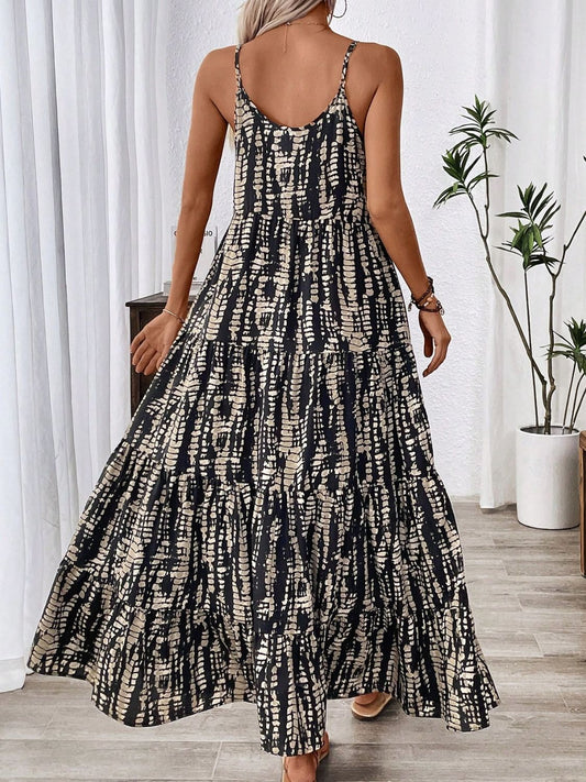 Elegant Black Printed Maxi Dress Chic Charming Long Dress For Women