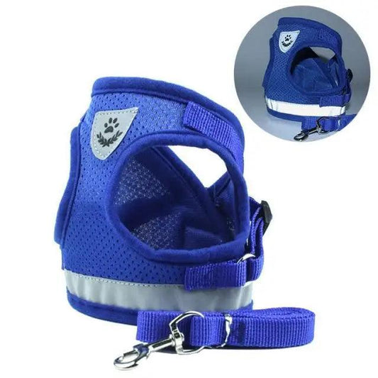 Dog Harness and Leash Set For Small Medium Dogs Nylon Mesh Puppy Cat Harnesses Vest Reflective Walking Lead Leash Puppy Harness and Leash No Pull Adjustable Reflective Harness with Soft Mesh for Puppies and Small Dogs