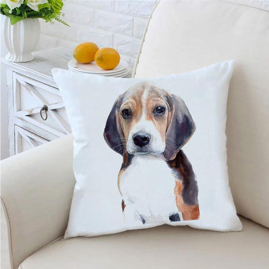 Dog Printed Pillow Cover Animal Polyester Pillowcases Cute Watercolor For Children Kids Cushion Cover Home Sofa Decoration Cute Dog Throw Pillow Covers Decorative Dog Pillow Case for Sofa Couch Outdoor Patio Home Decoration 45x45cm