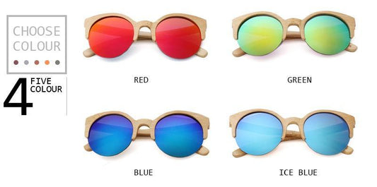 Elegant Wooden Design Classic Sunglasses Design Stylish Popular Wooden Sunglasses For Men & Women Round Bamboo Glasses Mirror Sun Glasses Retro Glasses