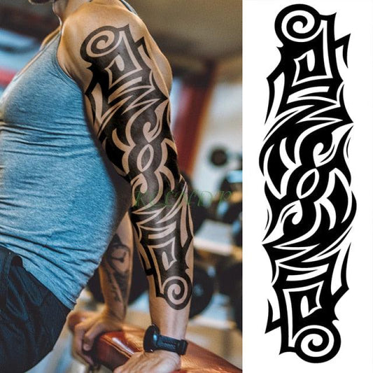 Extra Large Full Arm Leg Body Hand Waterproof Fake Tattoo Stickers Temporary Realistic Black Modern Mens Tattoo