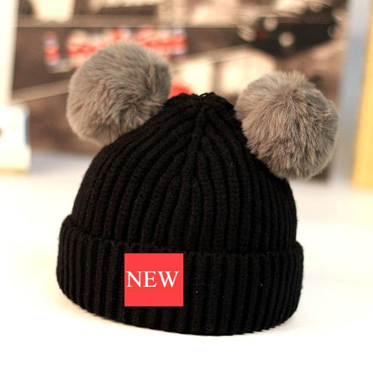 Modern Trend New Baby Beanies Hats Children Knitted Pompom Winter Autumn Cute Cap Warm Girl Hat With Two Balls
