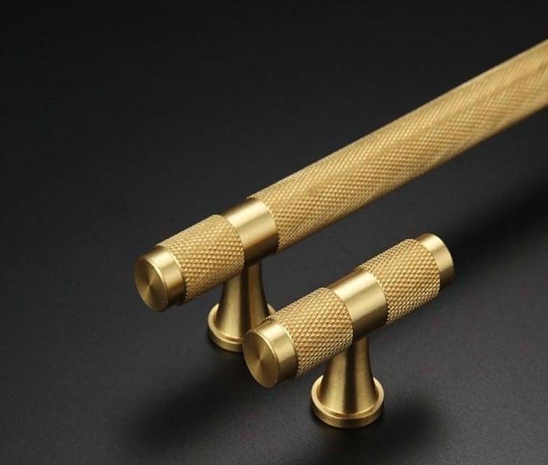 Golden Brass Knurled Textured Simple Kitchen Cabinet handle And Handles Drawer Pulls Bedroom Door Knobs Cupboard Bathroom Door Handles Brushed Brass Pulls For Cabinets