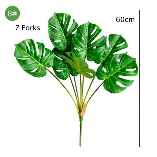 Green Artificial Palm Leaves Plastic Tropical Tree Fake Indoor Outdoor Garden Home Outdoor Decorations