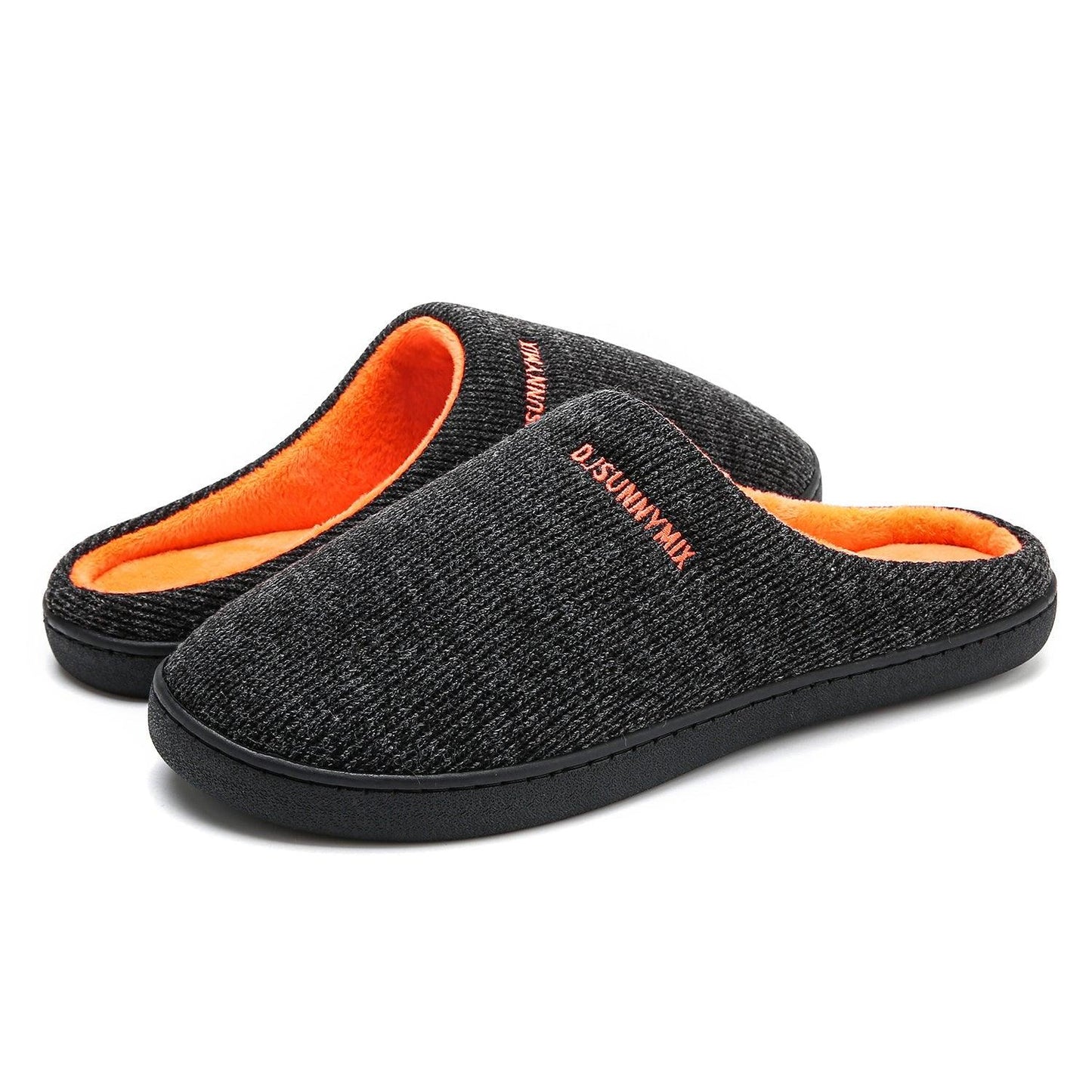 Men's Cotton Fabric Slippers Indoor Non-Slip Home Fur Couple Flat Men Winter Slipper Cotton Memory Foam Slippers Comfort Knitted Cotton-blend Closed Toe House Indoor Outdoor Shoes