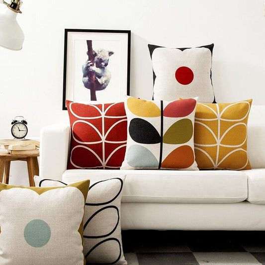 Modern Geometric Flower Pillow Cover Solid Yellow Red Floral Petals Cushion Covers Home Decorative Sofa Pillowcase Simple Decor Geometric Decorative Throw Pillow Covers Cushion Case Multicolor 45x45cm