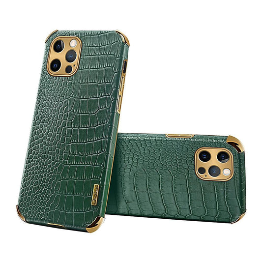 Modern Green Leather Case for iPhone 14 Pro Max Mini 13 11 Pro Max X XR XS Max 13 Mini Cases Luxury PU Leather Covers Luxury Cover Gold Edge for Women Girls Slim Leather Elegant Iphone Protective Cover