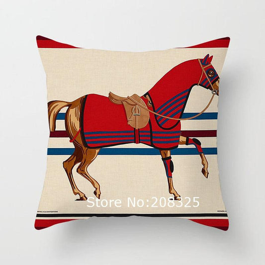 New Horse Cushion Cover Short Plus Luxury Horse Cotton Linen Decorative Pillowcase Cushion Decorative Pillows Covers for Home Sofa Couch Car Bedrooms 45x45cm