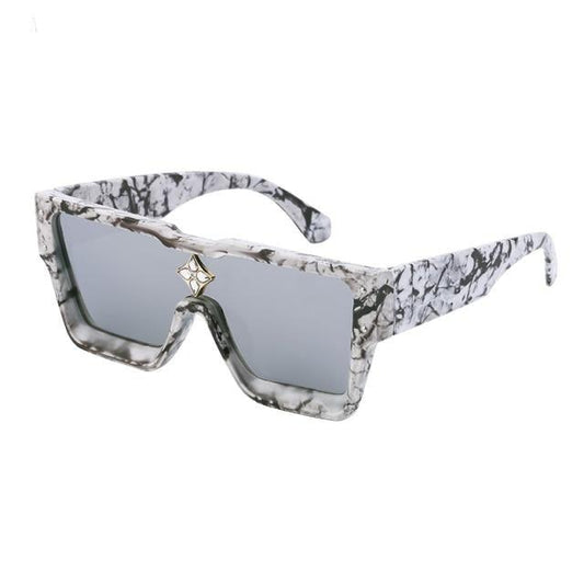 Oversized Square Shape Sunglasses For Women & Men New Luxury Design Sun Glasses For Female New Fashionable Large Frame Silver Mirror Eyewear