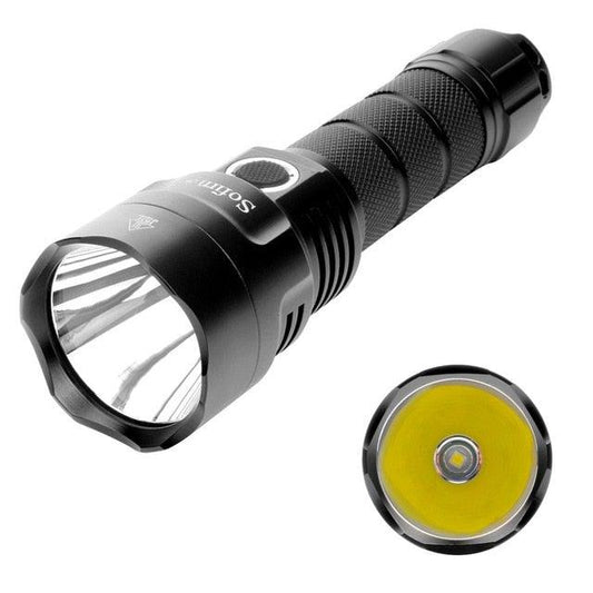 Powerful Flashlight Rechargeable Waterproof Searchlight Powerful Long Beam Distance LED Super Bright Flashlight Cree Torch with Ramping Indicator USB Charger Super Bright Torch Best For Hiking Hunting Camping Outdoor Sport