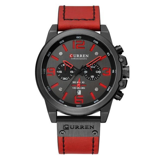 Retro Waterproof Watch With Chronometers Steel Case And Leather Belts Unique Design Excellent Look Perfect Gift For Your Man