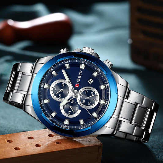 Men's Water Resistant Watch With Chronometers Day View Unique Design Perfect Gift