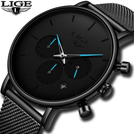 Men's Elegant Waterproof Watch With Chronometers And Color Hands Unique Design Excellent Look