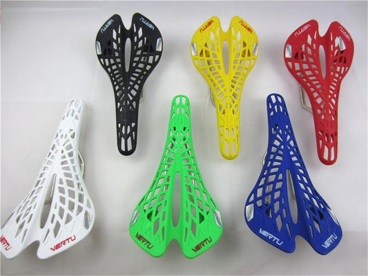 Mountain Super Light Plastic Bicycle Saddle Bike Saddle Seat PVC Cushion Hollow Seat Saddle Ultra Light Cycling Bicycle Seat Saddle Hollow Ergonomic Shock Absorption Water Resistant Protection