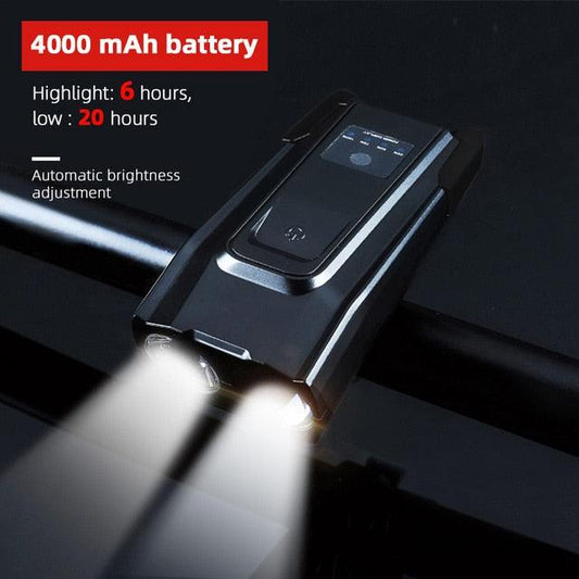 4000mAh Bicycle Front Light Set USB Rechargeable Smart Headlight With Horn 800 Lumen LED Bicycle Light Set USB Rechargeable Super Bright Bike Headlight