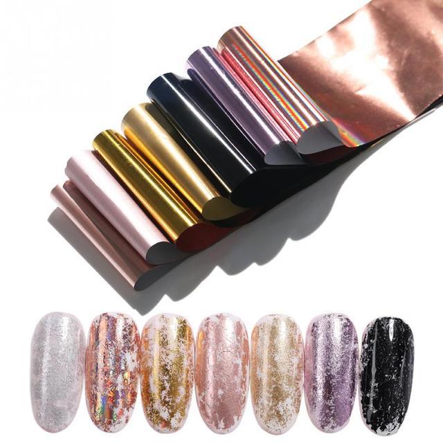 Nail Foils Marble Flower Series Iridescent Nail Art Transfer Sticker Paper Slider Nail Water Decal Design Manicures Decorations Art Manicures Decoration New Gold Nail Transfer Foils for Nail Arts Nails Supply Holographic Effect Nail Art Foil Stickers Hol