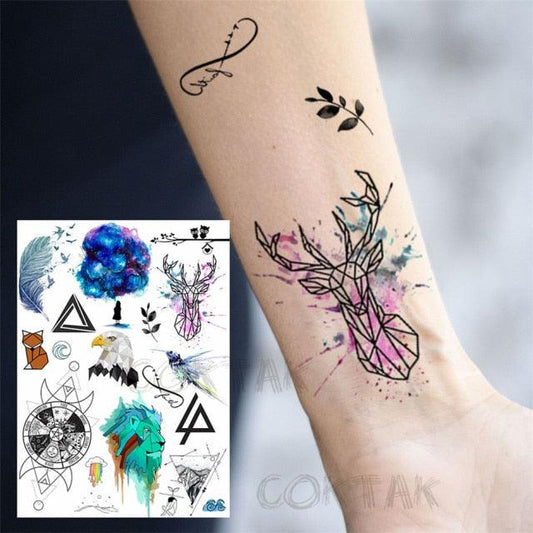 Realistic Black Temporary Small Big Tattoos Space Planets Animals Tatoos Waterproof Face Hands Tattoos For Girls Mens