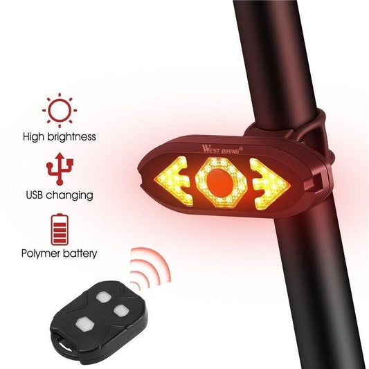 Smart Bike Light Wireless Remote Control Cycling Turning Signal Taillight USB Bicycle Rechargeable Rear Light LED Warning Lamp Bicycle Rear Light Safety Warning Bike Lights Brightest Bike Indicators Fit Saddle Rears