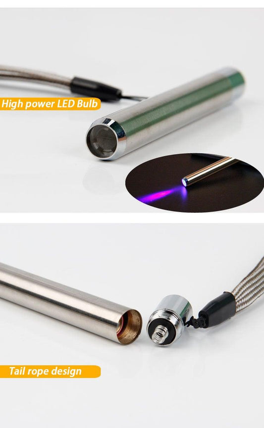 Stainless Steel Mini Pocket UV Black Light Flashlight Led Lamp Portable Flashlight Ultraviolet Pen Lights For Leak Pet Urine Bed Bug Dry Stain & Dye Detector Marker Checker Detection
