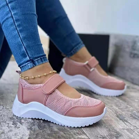 Summer Women Casual Sneakers Mesh Breathable Platform Non Slip Tenis Shoes Breathable Flat Shoes Summer Outdoor Slip On Fashion Espadrilles
