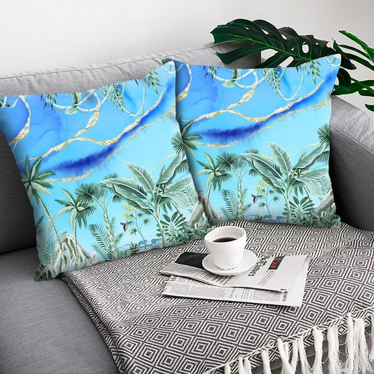 Tropical Plants Palm Leaf Pillow Cover Green Leaves Cushion Covers Flower Decorative Pillow Sofa Decorative Throw Pillow Covers Tropical Green Leaves Floor Pillow Cover for Couch Cushion Cover Plant Monstera Leaf 45x45cm