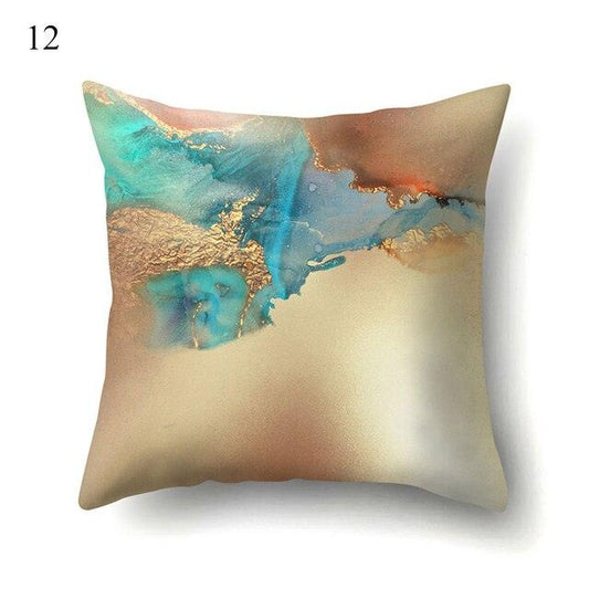 Vintage Art Pillow Print Cushion Cover Sofa Living Room Throw Pillow Covers Blue And Gold Modern Decorative Cushion Covers Charming Decrative Pillowcases