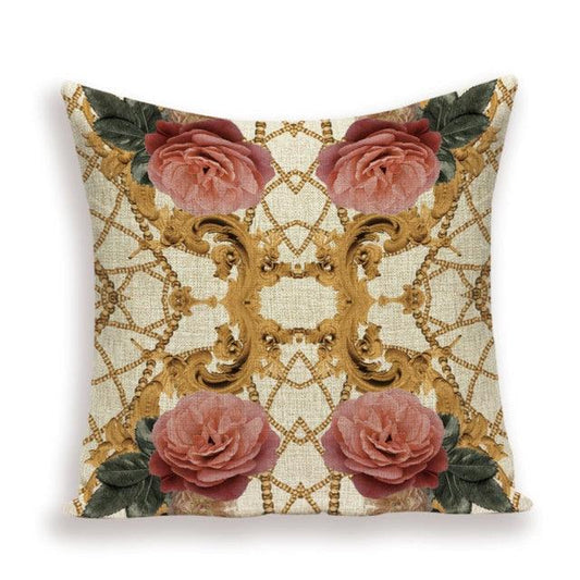 Vintage Luxury Throw Pillow Cover Lion Flower Cushion Cover For Home Decor Sofa Bed Geometric Pillows Cases Throw Pillow Covers Lion Head Flower Cotton Linen Square Home Decorative Throw Pillow Case Cushion Covers 45x45cm