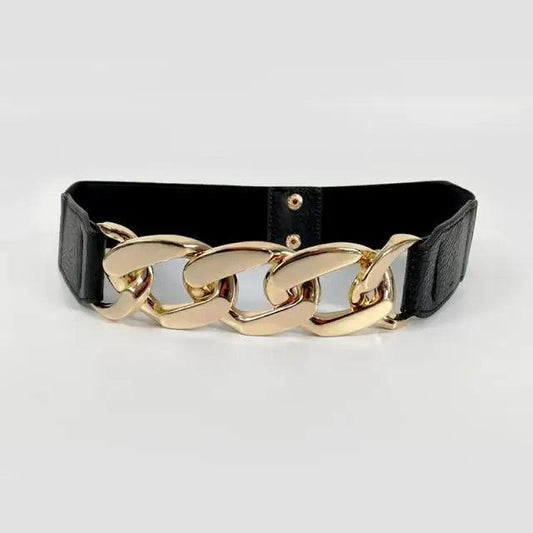 Women Elegant Elastic Stretch Wide Dress Belt Big Chain Waistbands For Women Luxury Party Belts For Dresses