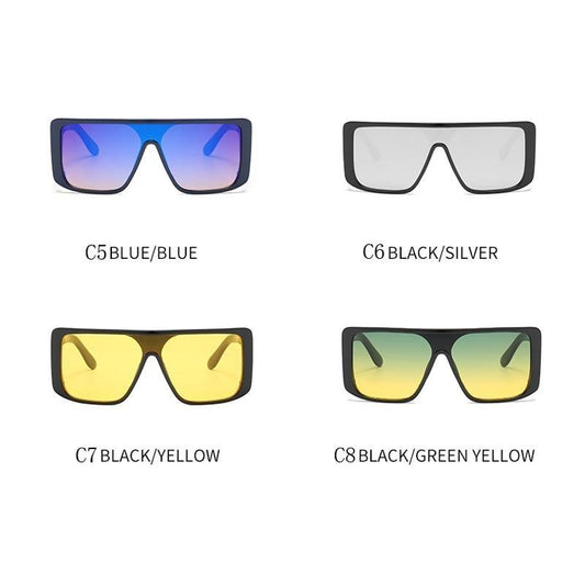 Women Luxury Square Design Colorful Sunglasses For Women New Big Oversized Flat Top Sun Glasses For Female Shades For Men Stylish Frames Retro Design Sunglasses
