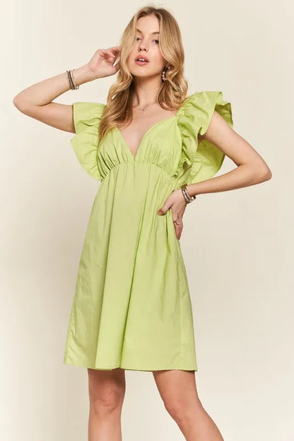 Smocked Back Ruffled Cap Sleeve Babydoll Dress For Summer – Feminine, Flattering, Comfortable, Playful Charm