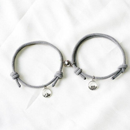 1 Pair Magnet Couple Bracelets Fashion Simple Solid Color Couple Bracelet Pendants Weaving Bracelet Adjustable Mutual Attraction Weave Rope Braided Charm Pendants Bracelet With Magnetic Bells Vows Of Eternal Love Bracelet For Women Men Gift