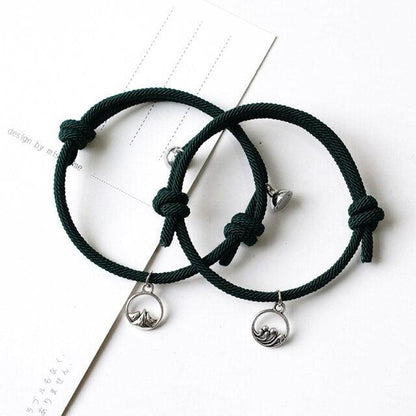 1 Pair Magnet Couple Bracelets Fashion Simple Solid Color Couple Bracelet Pendants Weaving Bracelet Adjustable Mutual Attraction Weave Rope Braided Charm Pendants Bracelet With Magnetic Bells Vows Of Eternal Love Bracelet For Women Men Gift