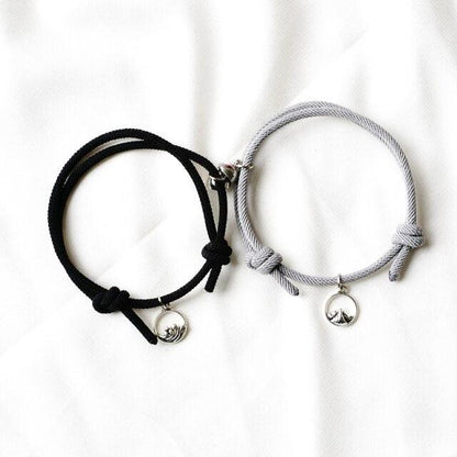 1 Pair Magnet Couple Bracelets Fashion Simple Solid Color Couple Bracelet Pendants Weaving Bracelet Adjustable Mutual Attraction Weave Rope Braided Charm Pendants Bracelet With Magnetic Bells Vows Of Eternal Love Bracelet For Women Men Gift
