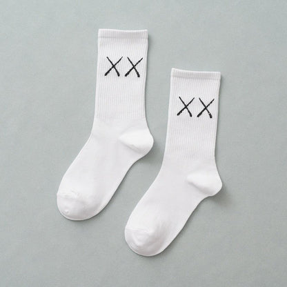 1 Pair New Unisex Combed Out Of Pure Cotton Sports Socks Breathable Compression Long Solid Black White Socks Summer Winter Middle Tube Warm Socks For Men And Women