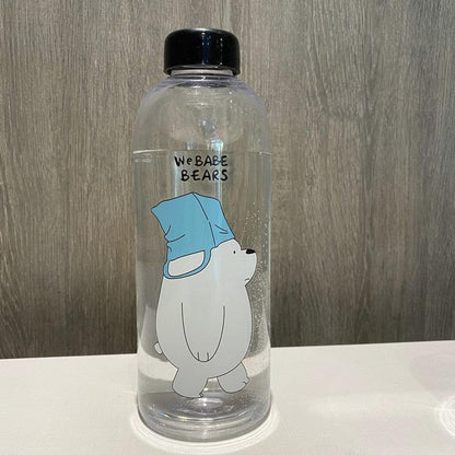 1000ml Water Bottles Cute Panda Bear Cup With Straw Transparent Cartoon Water Bottle Drinkware Frosted Cup Leak-proof  Plastic Straw Cartoon Frosted Leak Proof Panda Bear Pattern Transparent Water Cup Sports Drink Water Bottle
