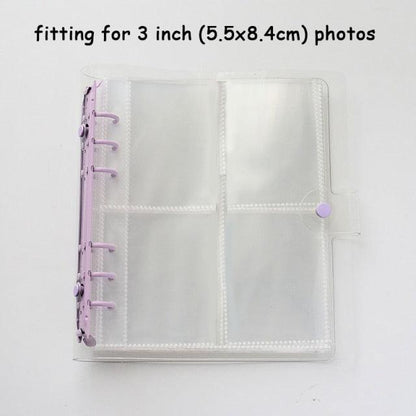 100/200 Pockets Photo Album 3/5 inches Mini Picture Case Name Card Storage Collect Book Photocard Shiny Clear 6-Ring Binder Cover Refillable Notebook Photo Album