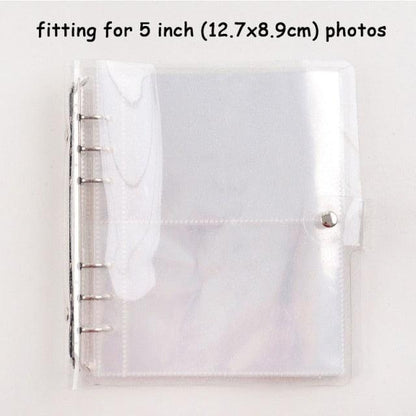 100/200 Pockets Photo Album 3/5 inches Mini Picture Case Name Card Storage Collect Book Photocard Shiny Clear 6-Ring Binder Cover Refillable Notebook Photo Album