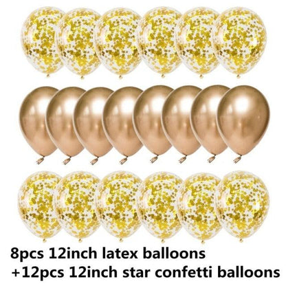10/20 Star Metallic Confetti Latex Transparent 12inch Balloons For Baby Shower Birthday Party Wedding Decoration