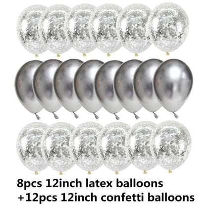 10/20 Star Metallic Confetti Latex Transparent 12inch Balloons For Baby Shower Birthday Party Wedding Decoration